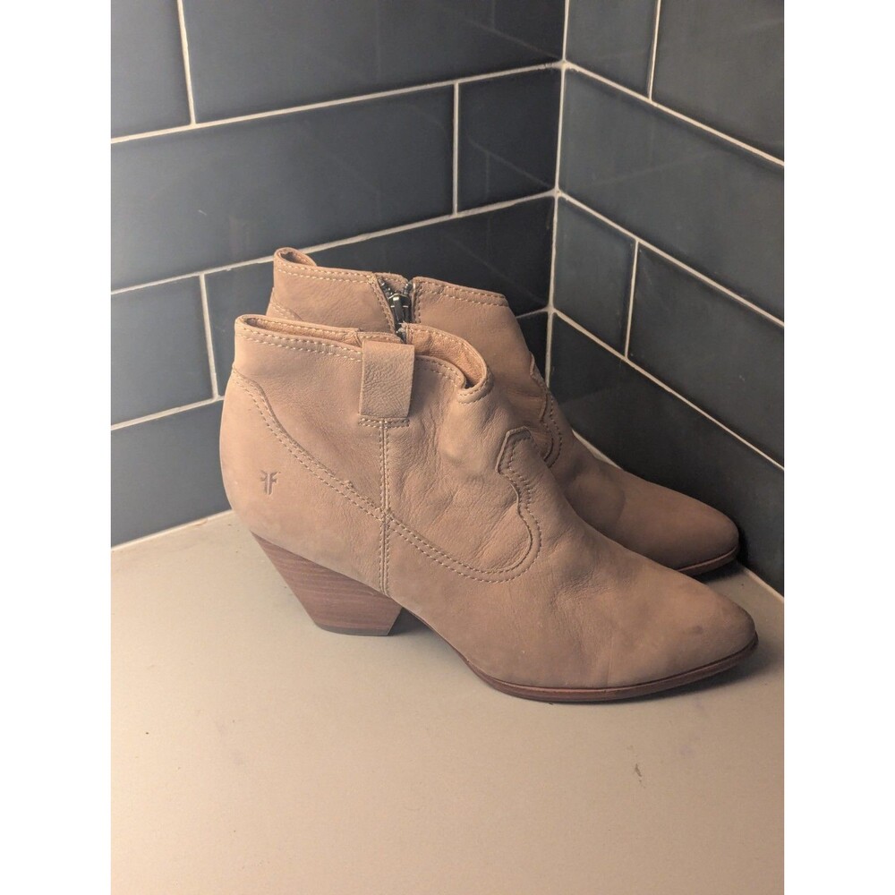 Frye Reina Ankle Western Bootie Women’s 9.5 Tan Brown Shoes Boots Read Desc